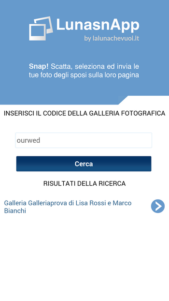 lunasnapp app per foto matrimonio