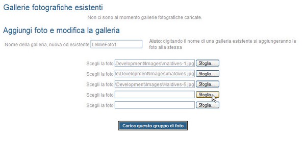 metodo vecchio di caricamento delle foto