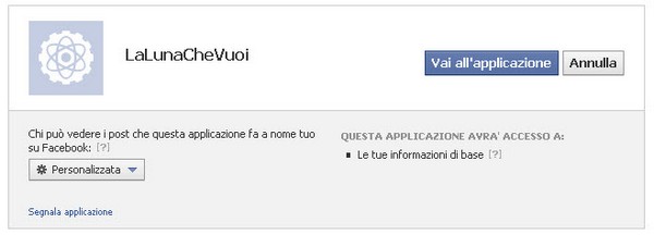 applicazioen de lalunachevuoi su facebook