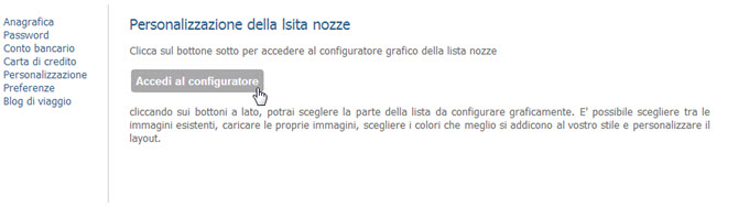 accedi al configuratore liste nozze